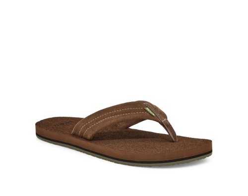Tong Sanuk Beer Cozy Stacker Suède Homme - Marron LGFUZC781